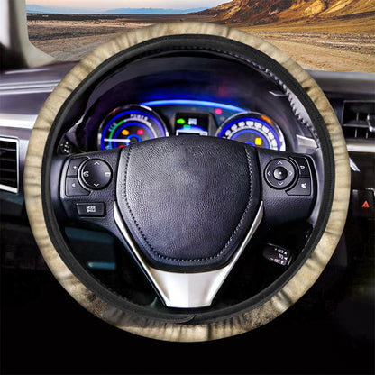 Vintage Pug Portrait Print Car Steering Wheel Cover