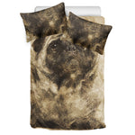 Vintage Pug Portrait Print Duvet Cover Bedding Set