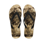 Vintage Pug Portrait Print Flip Flops