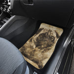 Vintage Pug Portrait Print Front and Back Car Floor Mats