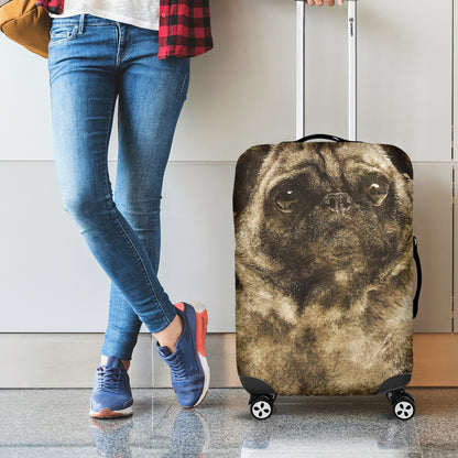 Vintage Pug Portrait Print Luggage Cover
