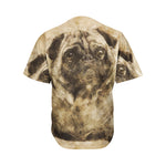 Vintage Pug Portrait Print Men's Baseball Jersey