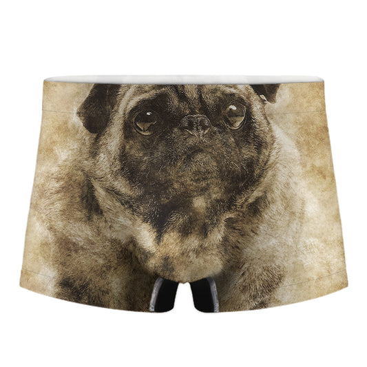 Vintage Pug Portrait Print Men's Boxer Briefs