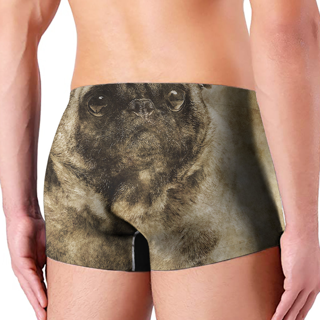 Vintage Pug Portrait Print Men's Boxer Briefs