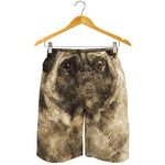 Vintage Pug Portrait Print Men's Shorts