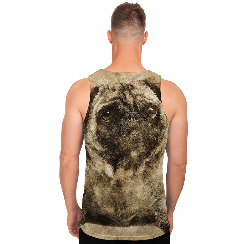 Vintage Pug Portrait Print Men's Tank Top