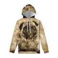 Vintage Pug Portrait Print Pullover Hoodie