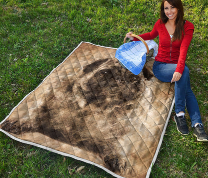 Vintage Pug Portrait Print Quilt
