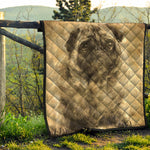 Vintage Pug Portrait Print Quilt
