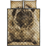 Vintage Pug Portrait Print Quilt Bed Set