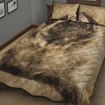 Vintage Pug Portrait Print Quilt Bed Set