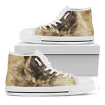 Vintage Pug Portrait Print White High Top Shoes