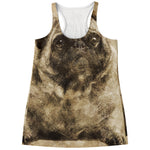 Vintage Pug Portrait Print Women's Racerback Tank Top