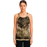 Vintage Pug Portrait Print Women's Racerback Tank Top