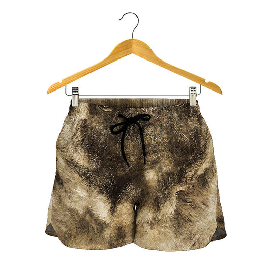 Vintage Pug Portrait Print Women's Shorts