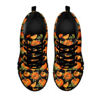Vintage Pumpkin Pattern Print Black Sneakers