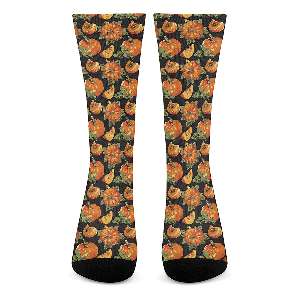 Vintage Pumpkin Pattern Print Crew Socks