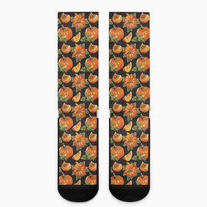 Vintage Pumpkin Pattern Print Crew Socks