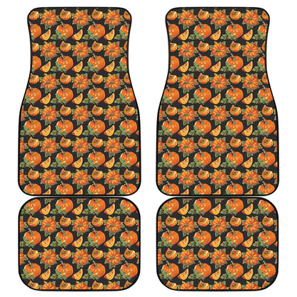 Vintage Pumpkin Pattern Print Front and Back Car Floor Mats