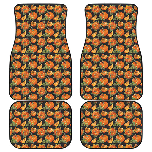 Vintage Pumpkin Pattern Print Front and Back Car Floor Mats