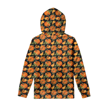 Vintage Pumpkin Pattern Print Pullover Hoodie