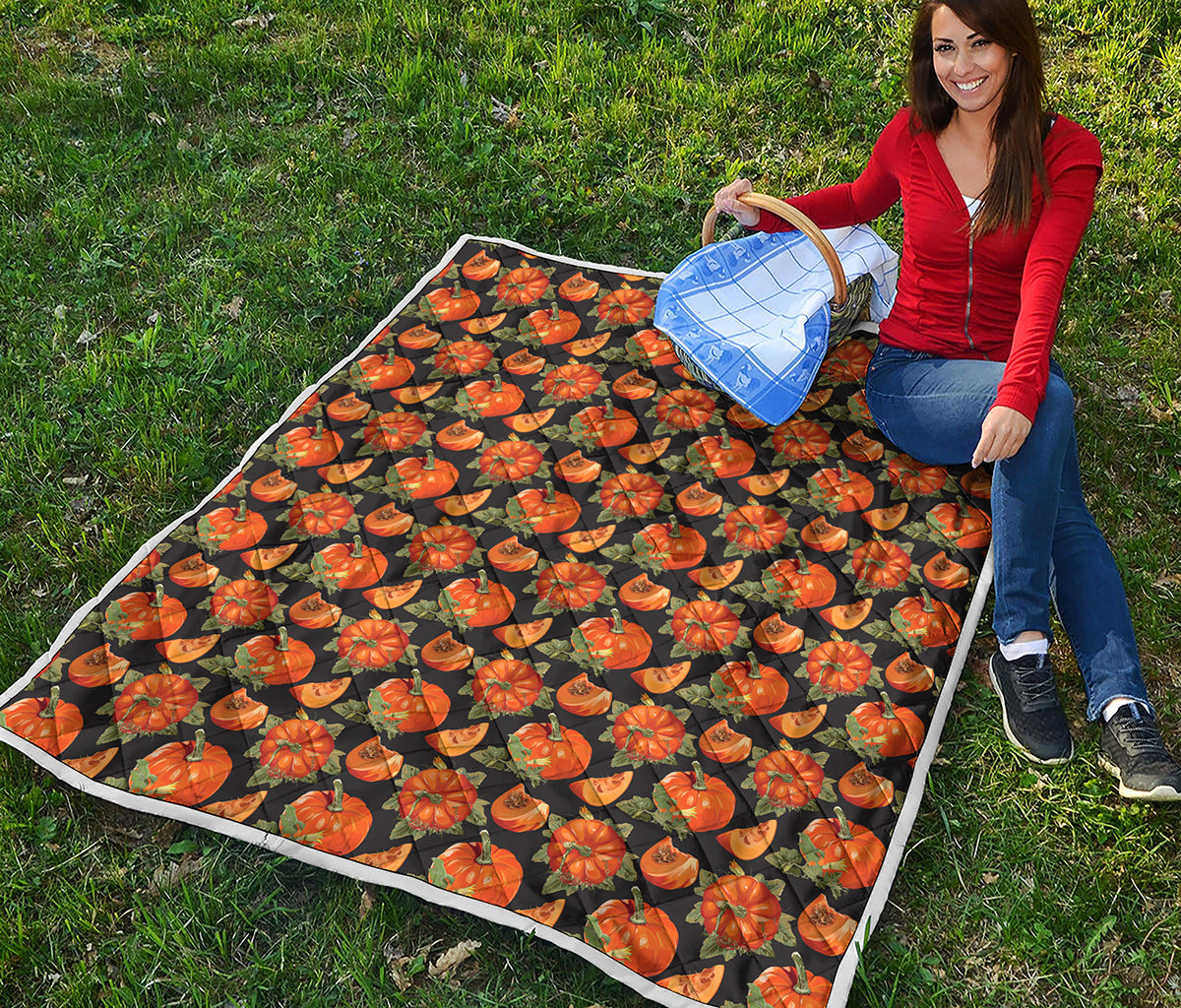 Vintage Pumpkin Pattern Print Quilt