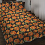Vintage Pumpkin Pattern Print Quilt Bed Set