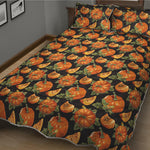 Vintage Pumpkin Pattern Print Quilt Bed Set