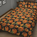 Vintage Pumpkin Pattern Print Quilt Bed Set