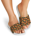 Vintage Pumpkin Pattern Print White Slide Sandals