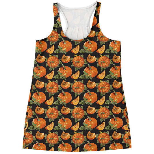 Vintage Pumpkin Pattern Print Women's Racerback Tank Top