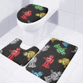 Vintage Robot Pattern Print 3 Piece Bath Mat Set