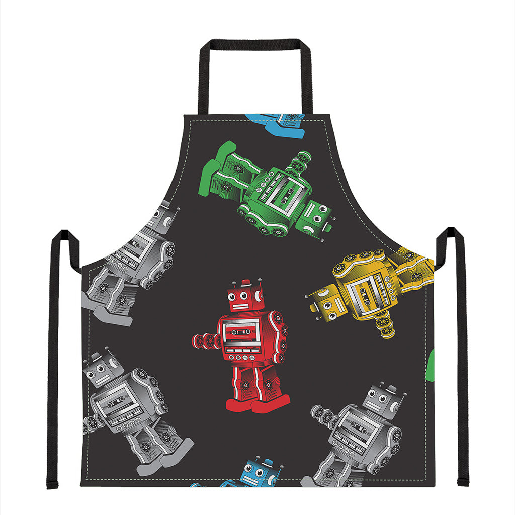 Vintage Robot Pattern Print Apron