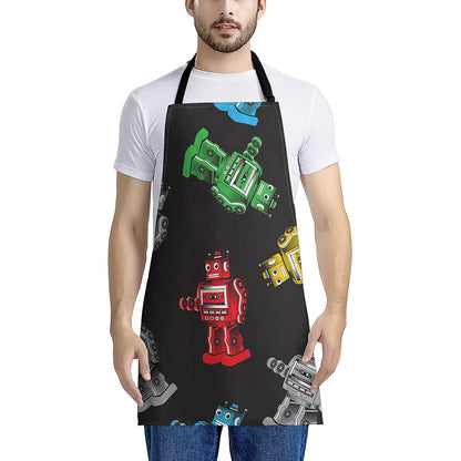 Vintage Robot Pattern Print Apron