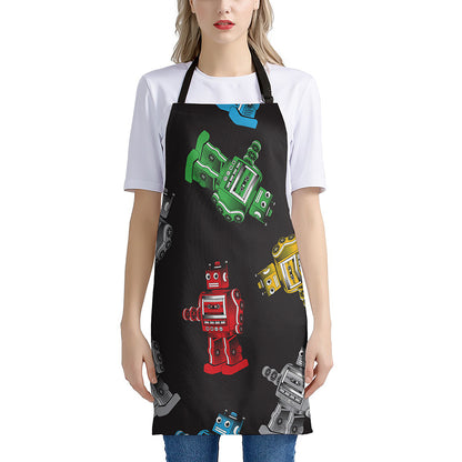 Vintage Robot Pattern Print Apron