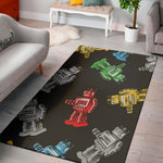 Vintage Robot Pattern Print Area Rug