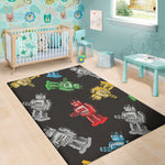 Vintage Robot Pattern Print Area Rug