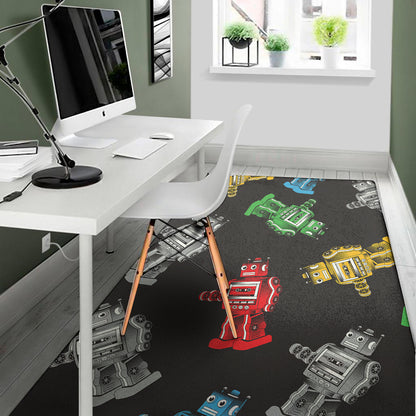 Vintage Robot Pattern Print Area Rug