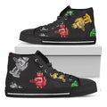 Vintage Robot Pattern Print Black High Top Sneakers