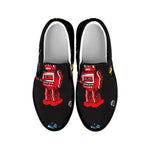 Vintage Robot Pattern Print Black Slip On Shoes