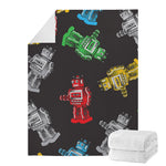 Vintage Robot Pattern Print Blanket