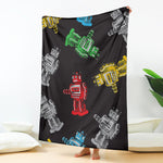 Vintage Robot Pattern Print Blanket