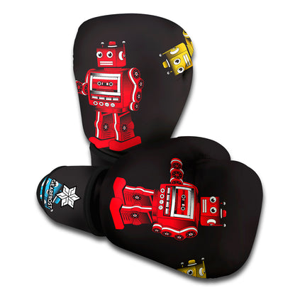 Vintage Robot Pattern Print Boxing Gloves