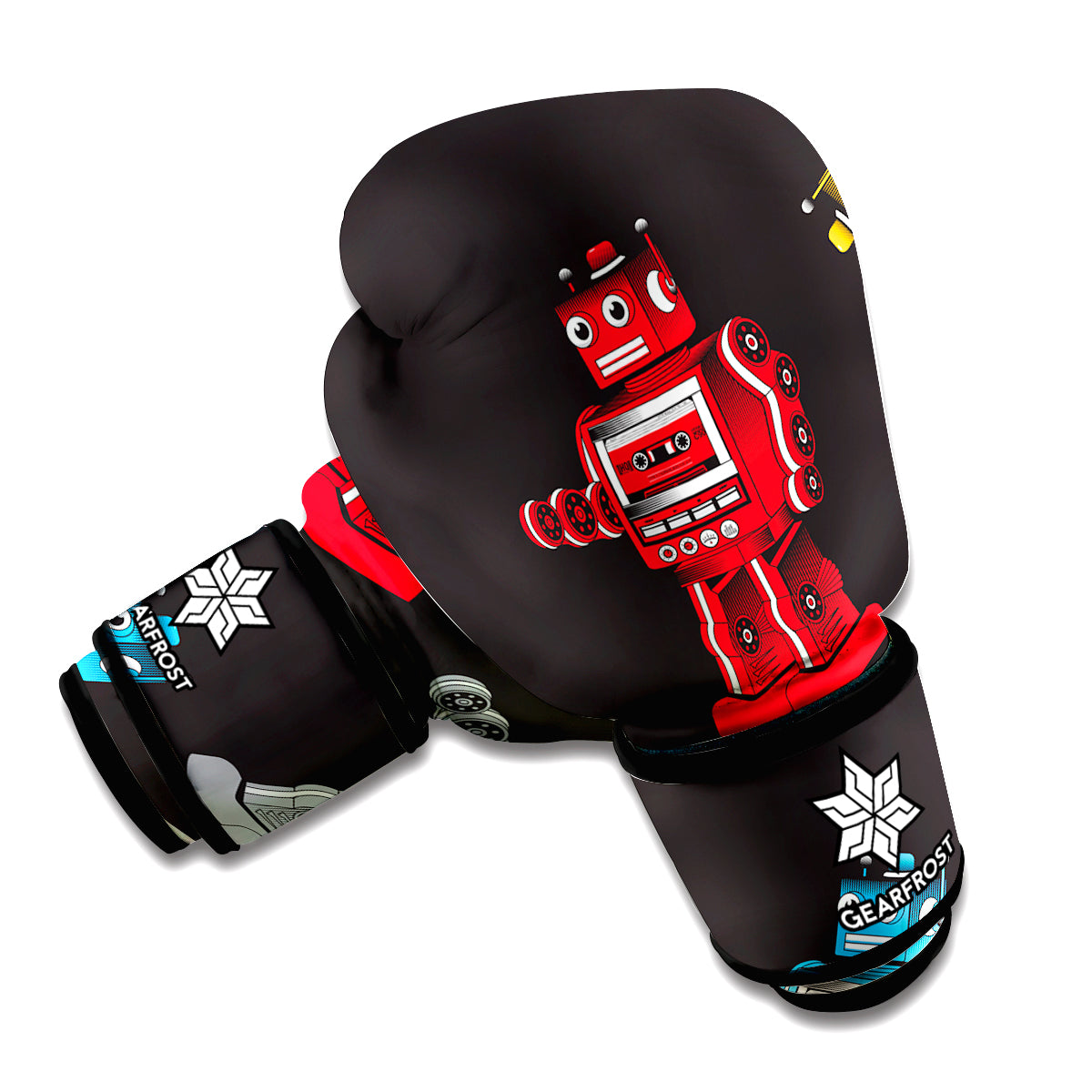 Vintage Robot Pattern Print Boxing Gloves