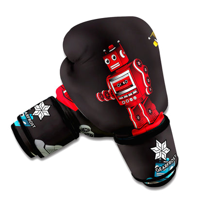 Vintage Robot Pattern Print Boxing Gloves