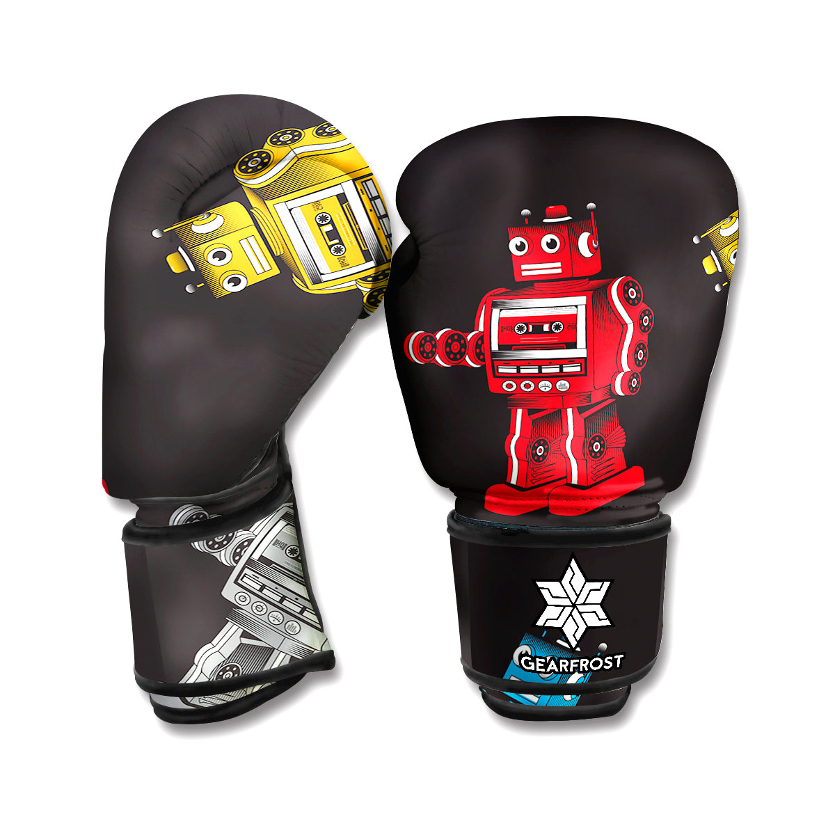 Vintage Robot Pattern Print Boxing Gloves