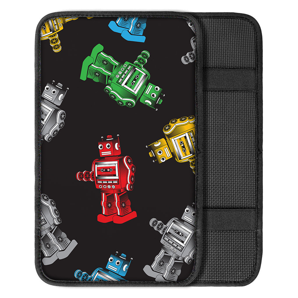 Vintage Robot Pattern Print Car Center Console Cover