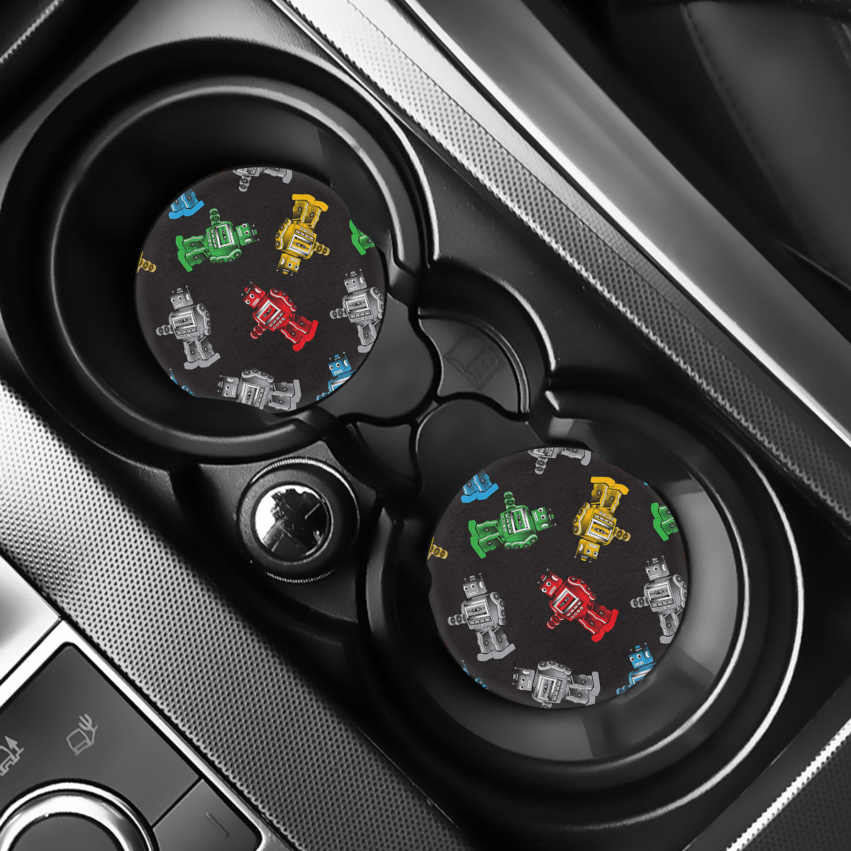 Vintage Robot Pattern Print Car Coasters