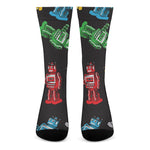 Vintage Robot Pattern Print Crew Socks