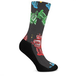 Vintage Robot Pattern Print Crew Socks